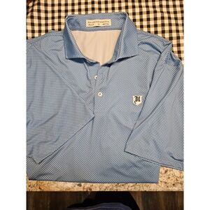Holderness & Bourne Mens XL Tailored Fit Polo Shirt Light Blue Geometric Golf